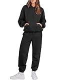 ANRABESS Women 2 Piece Outfits Hoodie Sweatshirt 2023 Fall Trendy Tracksuit & Oversized Jogger Sweatpants Y2K Sweatsuit Lounge Matching Set 1031heise-S