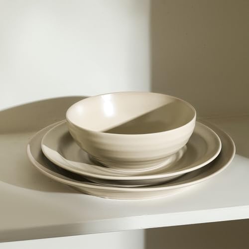 Stone Lain Orbit 12-Piece Dinnerware Set Stoneware, Beige by Stone Lain - Image 3