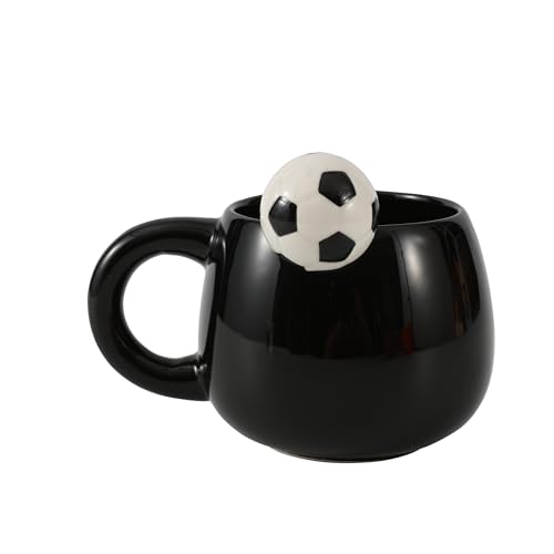 I-TOTAL® - Taza de Cerámica con Animales de Cerámica en el Borde, Taza para Té o Café (FOOTBALL)