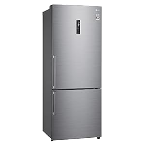 LG GBB567PZCMB1 Combi-koelkast zonder vorst, 185 cm en 499 l, LG koelkast met vriesvak, koelkast met DoorCooling-functie, Smart Inverter en app, roestvrij staal, anti-vingerafdruk