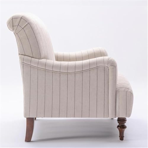 Sillón clásico beige tela con brazos enrollados miniatura 5