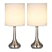 Produktbild Shinoske 2er-Set Nachttischlampe Kleine Tischlampe für Schlafzimmer, Büro, Kinderzimmer mit Metall-Basis und Weißem Stoffschirm