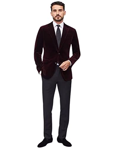 Costume veste en velours homme ensemble 2 pièces pantalon solide affaires