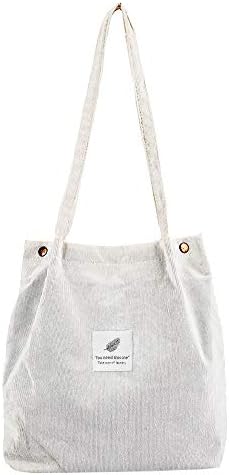 Women's Corduroy Tote Handbags Casual Lightweight Corduroy Shoulder Bag Purse Essential Everyday Tote