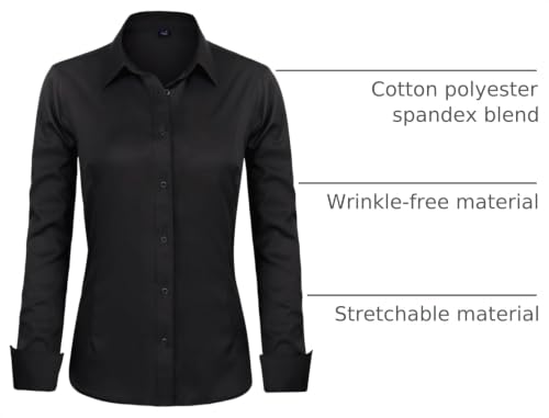 Image of J.VER Womens Dress Shirts Long Sleeve Button Down Shirt Wrinkle-Free Business Casual Blouse Office Work Tops