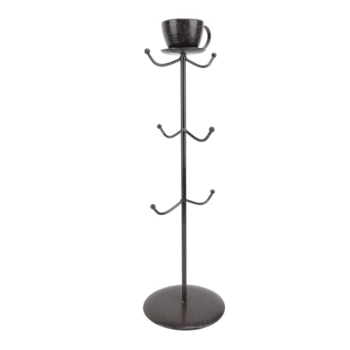 FUZHUI Sturdy Iron Mug Holder Tree, Countertop Coffee Cup Rack Stand with Base, Space Saving Design for Kitchen Home Organizer, Multifunctional Use for Cups and Jewelry Display
