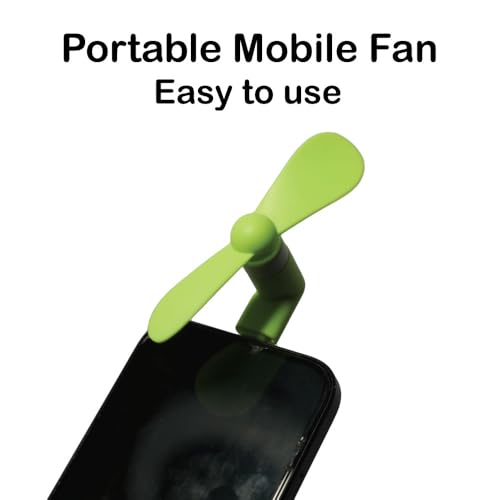 Image of USB Type C Mini Fan Pack of 2 for Mobile Phone Portable Flexible Cooling Fan Compact Pocket Travel Gadget for Android Smartphones OTG Plug & Play Silent Personal Cooling Fan Green Color
