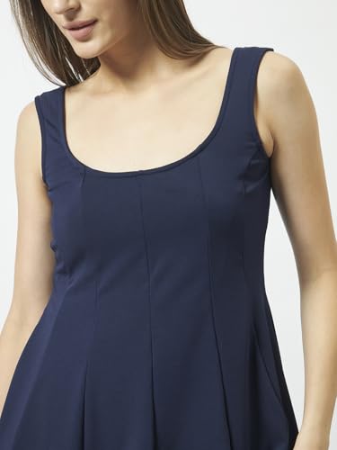 Image of Trend Arrest.ed Women's Polyester Sculpt Flare Top | Stretchable Sleeveless Fit & Flare Blouse with Scoop Back