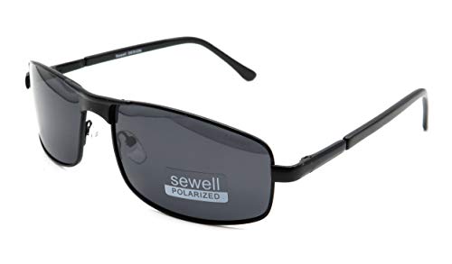 Image of SEWELL Men's metal polarised rectangle full rim UVA and UVB rays protected sunglasses