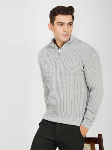 Image of LOQUE Men's Wool Blend Selection Sweater Half Zip High Neck Pullover Warm Casual Winter Wear for Office and Travel