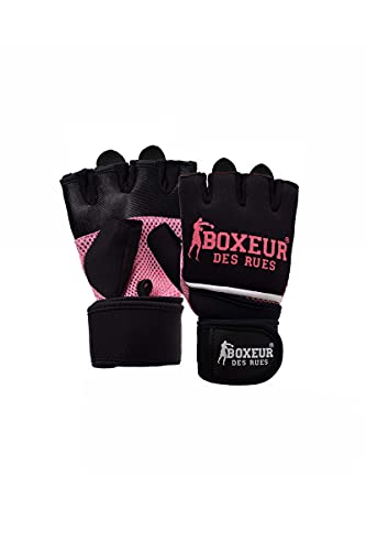 BOXEUR DES RUES - Guanti Fit Boxe Fucsia In Neoprene Con Inserti In Mesh, Unisex, Viola, L-XL