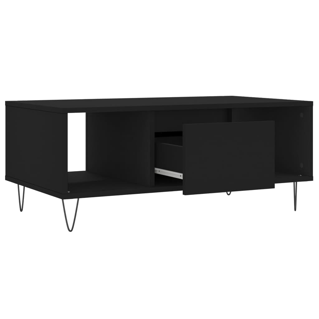 Homgoday Tavolino da caffè nero, 90 x 50 x 36,5 cm, in legno ingegnerizzato, tavolino da tè per soggiorno, sala d'accoglienza degli ospiti, camera da letto e ufficio, tipo 3