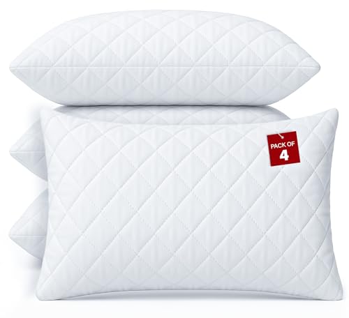 Lakhmaali Quilted Zipped Pillow Protectors Pack 4 Standard Size 50x75cm