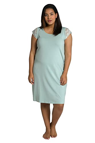 Ulla Popken Damen, Spitzen-Cupärmel, Rundhalsausschnitt Nachthemd, Fair...