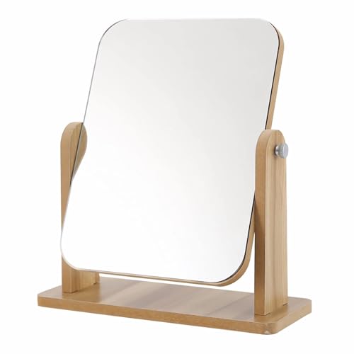 Taoluwin Tabletop Vanity Mirror, Wood Makeup Mirror with Stand, 360 Degree Adjustable Mirror, Portable Travel Mirror for Travel Outing Personal