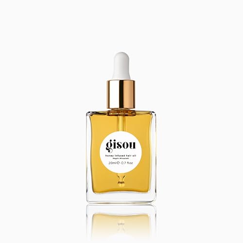Gisou Honey Infused Hair Oil Mini - Hydrating & Frizz Control Treatment with Mirsalehi Honey, Adds Shine & Heat Protectant for All Hair Types, 0.7 Fl Oz