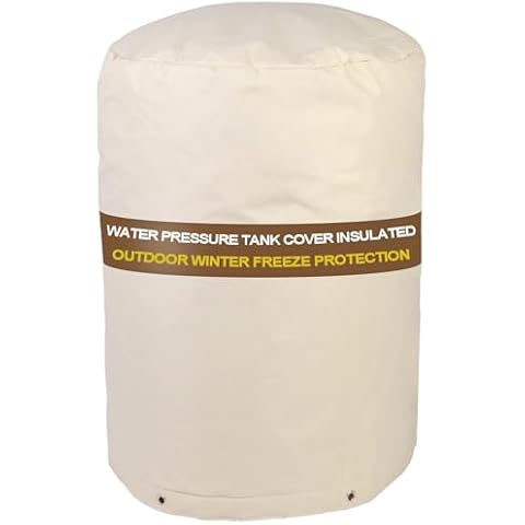 Water Pressure Tank Cover Insulated, (5°F) Multiple Layers Material Insulation Cover, Outdoor Winter Freeze Protection, Round Water Well Pressure Tank Cover (Beige, 28'' Diameter x 44'' Height) Cover