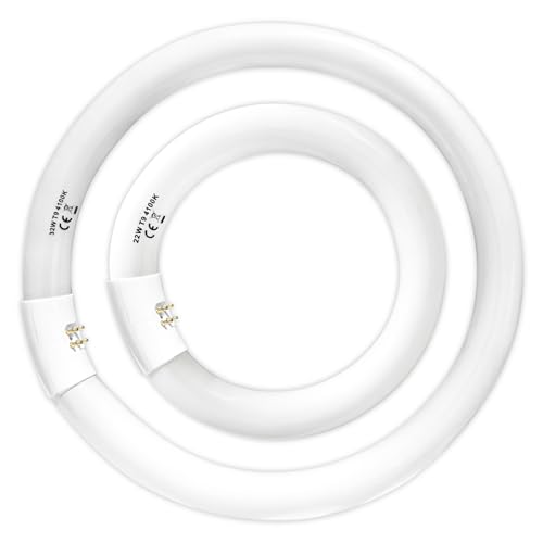 Celiwace FC8T9/CW 22W and FC12T9/CW 32W Cool White Set 8 inch T9 22 Watts Circular Light Bulbs 12 inch 32 Watts Circline Fluorescent Bulb Round Ring Bulb CRI 80 G10q Prong
