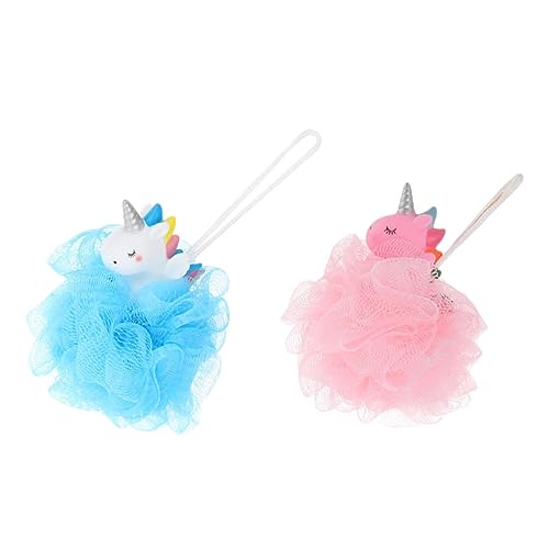 minkissy 2 Piezas Bola De Baño Unicornio Esponja Vegetal Para Espuma De Baño Para Kit Para Hacer Baño Depurador Facial Exfoliante Exfoliación Corporal De Polivinilo Rosa