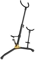 Hercules Suporte para Saxofone Alto Tenor e Barítono DS536B | de Chão, Dobrável, Regulagem de Altura, Espuma Protetora, para Palco Estúdio Igreja