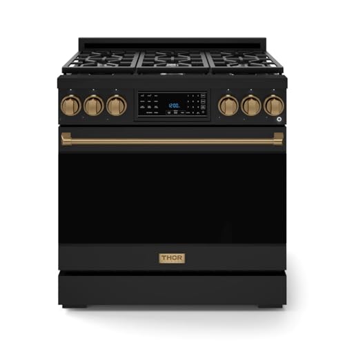 Image of Gordon Ramsay by THOR Kitchen 36 Inch Professional Liquid Propane Range with Tilt Panel Touch Control in Black /Bronze