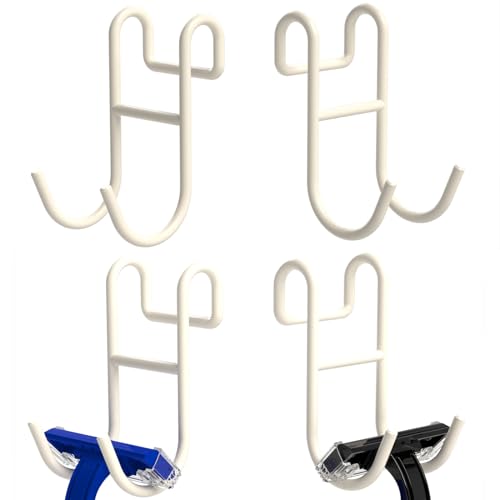 Image of Shower Caddy Hooks, Razor Hanger for Shelf and Loofah (White - 4 Open)