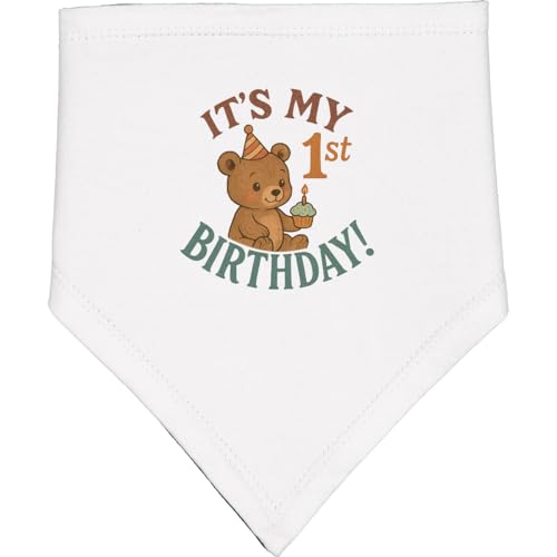 inktastic Cute Teddy Bear 1st Birthday Celebration Baby Bandana Bib