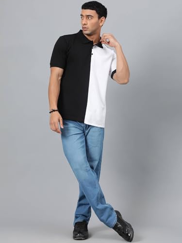 Image of KOTTY Men Solid Spread Collar Cotton Blend T-Shirt