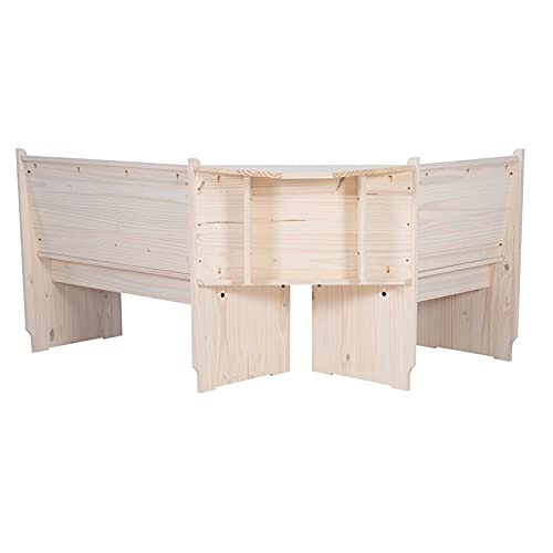 Riverbay Furniture Pine Wood Indoor 3 Piece Kitchen Corner Table Booth Bench Breakfast Dining Nook Set In Antique White #TOP4