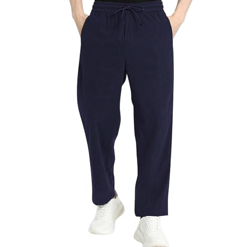 Image of SWADESI STUFF Men's Corduroy Track Pants | Self Design, Mid-Rise Fit, Flexi Waistband - Retro-Inspired Straight Fit Lounge & Casual Wear