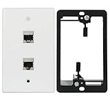 Wi4You Cat6 Wall Plate 2 Port Single Gang RJ45 Wall Plate White with Low Voltage Mounting Bracket +...