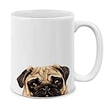 MUGBREW Pug Puppy Dog Ceramic Coffee Mug Tea Cup, 11 OZ