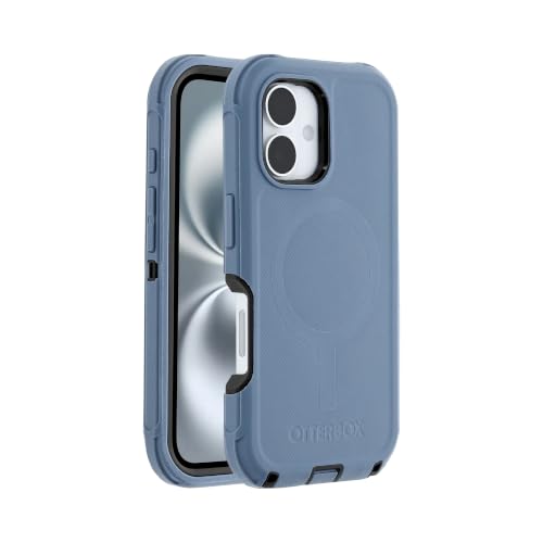 Image of OtterBox iPhone 16 (Only) - Defender Series MagSafe Case - Stonewash (Blue & Black) - Built-in Magnets - Screenless - Rugged & Durable - with Port Protection