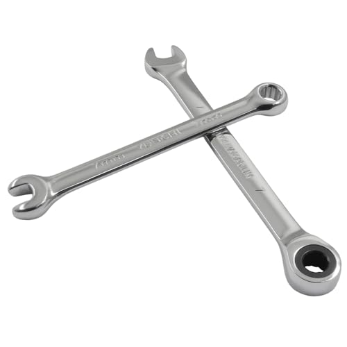 HARSKIYER 7mm Ratcheting Wrench 2 Pcs 72-Tooth 12-Point Chrome Plated