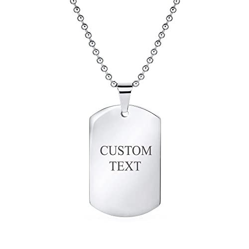 Pendentif dog tag militaire pour hommes collier personnalisé en acier inoxydable noir avec chaîne