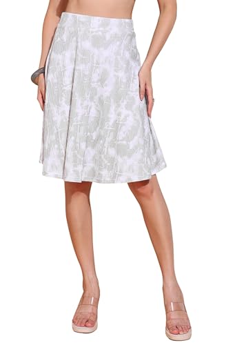 Image of FRAULEIN Women's Tie-Dye A-Line Self Design Printed Maxi /Midi Skirt | High Waist Flared | Soft Ribbed Texture | Casual Summer Knee Length Vacation Skirt