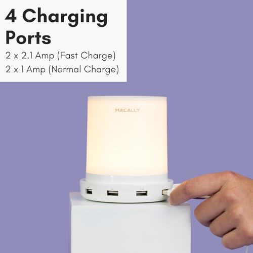 Macally LAMPCHARGE LED Table Lamp - White Acrylic, ABS, Metal, 2700K Soft White Light, Touch Control - Image 3