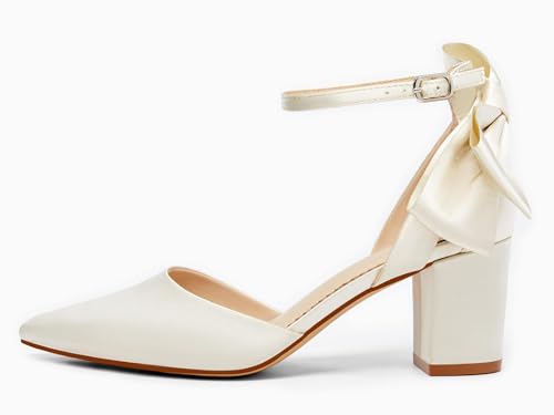 Image of Coutgo Women's Chunky Heels Ankle Strap Pointed Toe Pumps