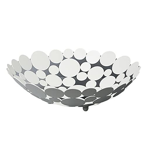 PTATT Metal Disc Pain Basket Metal Wire Fruit and Vegetable Organizer Paniers pour Le comptoir de Cuisine Paniers de Porte-Fruits Bol pour Pain (Noir, Blanc, Or) White