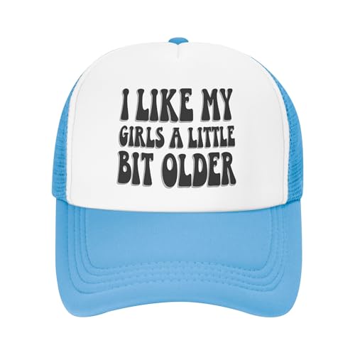 Greenchant I Like My Girls A Little Bit Older Trucker Hat Funny Kids Hats Adjustable Mesh Baseball Cap - Sky Blue