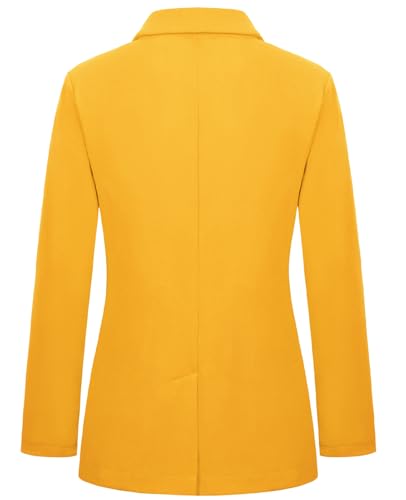 MINTLIMIT Blazers for Women Notched Lapel Long Sleeve Button Front Jacket Suits with Pockets Outerwear, Yellow, XL3