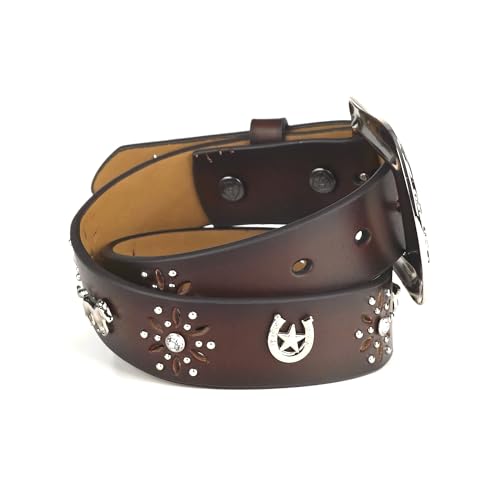 ARIAT Girls' Horse Concho Belt with Rhinestone Flower Cutouts and Interchangeable Buckle4