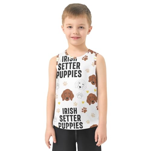 J JOYSAY Cartoon Dog White Boys Tank Top Sleeveless Muscle Shirts Quick Dry Sport Active Workout Kids T-Shirts 3-15T2