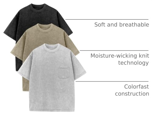 Image of COZYPOIN Unisex Kids Vintage Acid Wash Cotton Tees Crew Neck 3-16Y | 100% Cotton Boys Oversized T Shirt, Crew Neck, Short Sleeve, Front Pocket, Vintage Acid Washed Kids Tees for Boys Girls