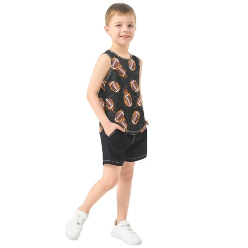Flaming Football Ball Dark Boys Tank Tops Sleeveless Tank Top Shirts Undershirts for 3-15 Years,3T4