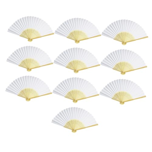 BCOATH 10個 手工用無地折りたたみ扇子 製絵画ファン 幼稚園 向け落書きお絵かき材料 夏祭り飾りやパーティーにも
