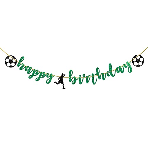 Soccer Happy Birthday Banner Sports Theme Birthday Bunting Banner for Kids Boys Men Birthday Party Decoration Soccer Birthday