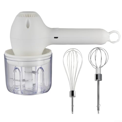 Solaughguy Batidor de huevos portátil inalámbrico con 2 batidores desmontables con 3 modos de velocidad para huevos/crema batida/mantequilla/comida para bebés, apto para cocina/campamento (blanco)
