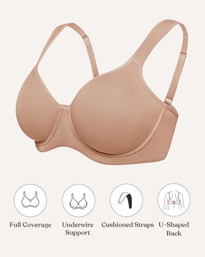 Image of HSIA Bras for Women Minimizer Full Coverage, Plus Size T Shirt Unlined Underwire Smooth Bra, Seamless Cups Joan Ultimate Soft
