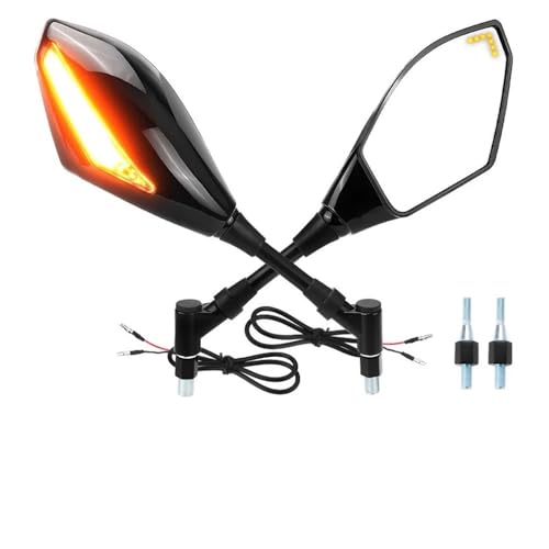Rétroviseurs clignotant universel pour motos LED 12V noirs avec adaptateurs 8mm et 10mm